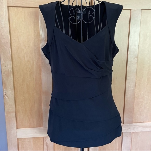 White House Black Market Tops - White House Black Market black cap sleeveless Top with draping size Medium